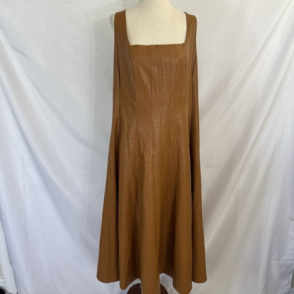 Anthropologie Avec Les Filles Faux Vegan Leather Midi Dress 1X Plus - Picture 3 of 10